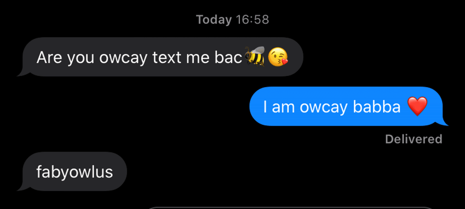 Princess's first iMessage chat